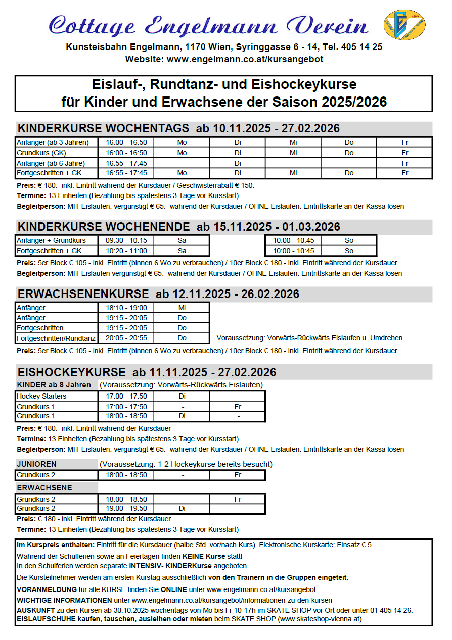Saisonkurse 2025-2026